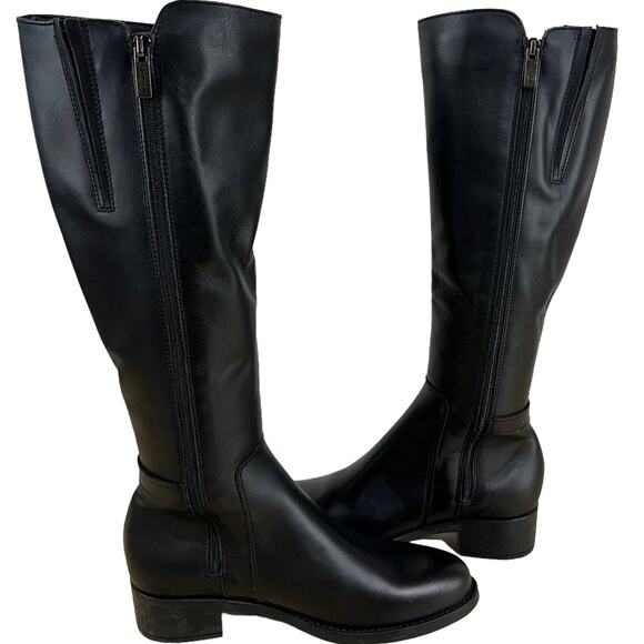 La Canadienne NWOB Silvana Italian Leather Knee High Boot Black Size 6M Buckle - Picture 3 of 8